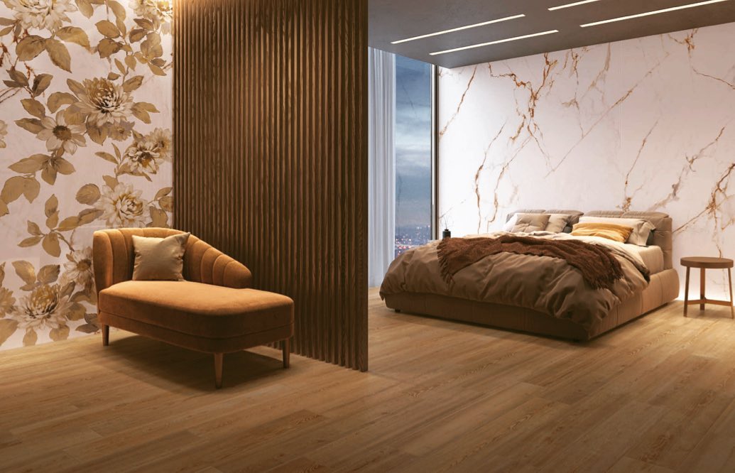 Get inspired to create the space of your dreams! Such as this decorative bedroom using marble-look and wood-look tiles from our Italian collection.
Info@valenciacoverings.com